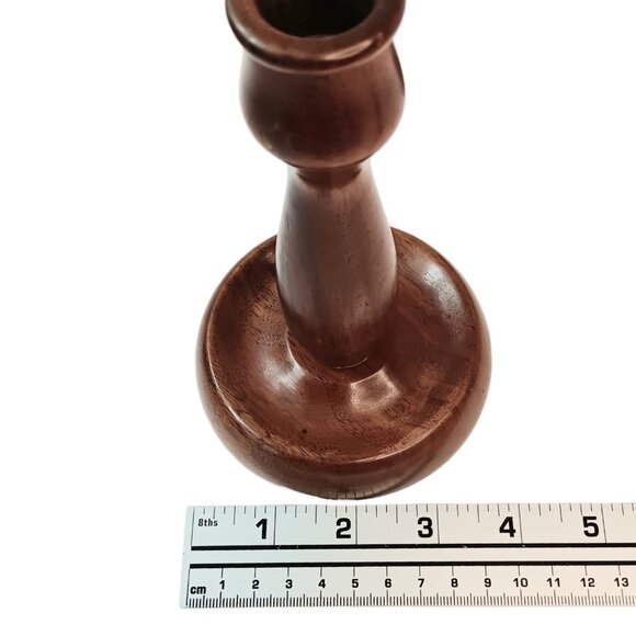 Vintage MCM Solid Wood Walnut Candle Holders Set Of Two By Dean F Berger - Picture 6 of 10